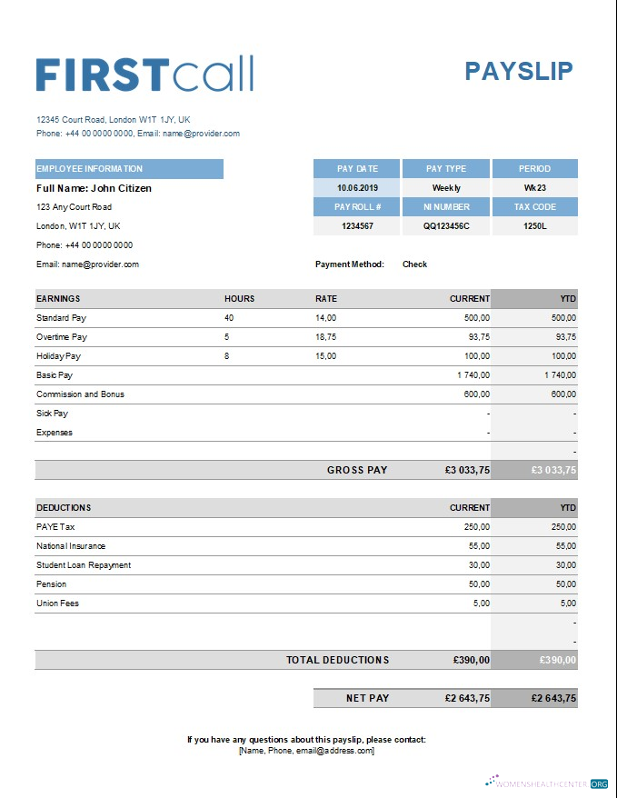 Download call forwarding company paystub template in Excel and PDF formats Photoshop template